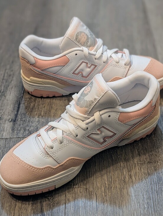 New Balance Shoes - New Balance 550 White & Blush Pink Leather Sneakers NWOT
